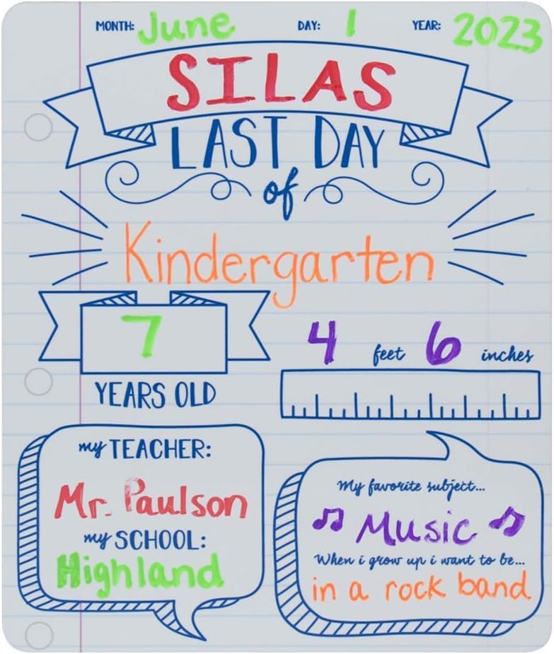 Canopy Street first and last day of school dry erase sign set in notebook design, 10 x 12 inches - view 10