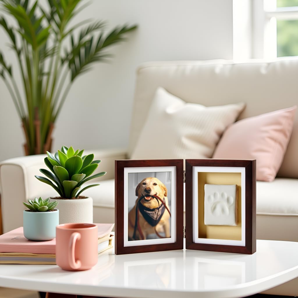 Pearhead Pet Paw Print Frame with Clay Impression Kit - Espresso Clay Print Table Top Frame - image 2