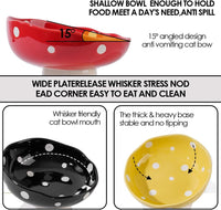 Red Mushroom Cat Bowl, Elevated Ceramic Bowl for Cats – Essentials for Cats - Black - image 3