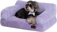 Hollypet Fluffy Plush Pet Cat Couch Sofa Soft Calming Pet Dog Sofa Beds for Medium Small Cats and Dogs, Light Purple