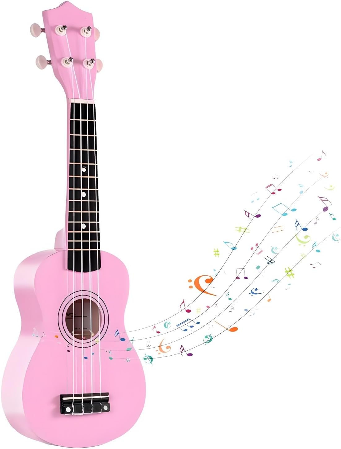 Jakeloo 21 inch pink wooden acoustic guitar with 4 strings for beginners