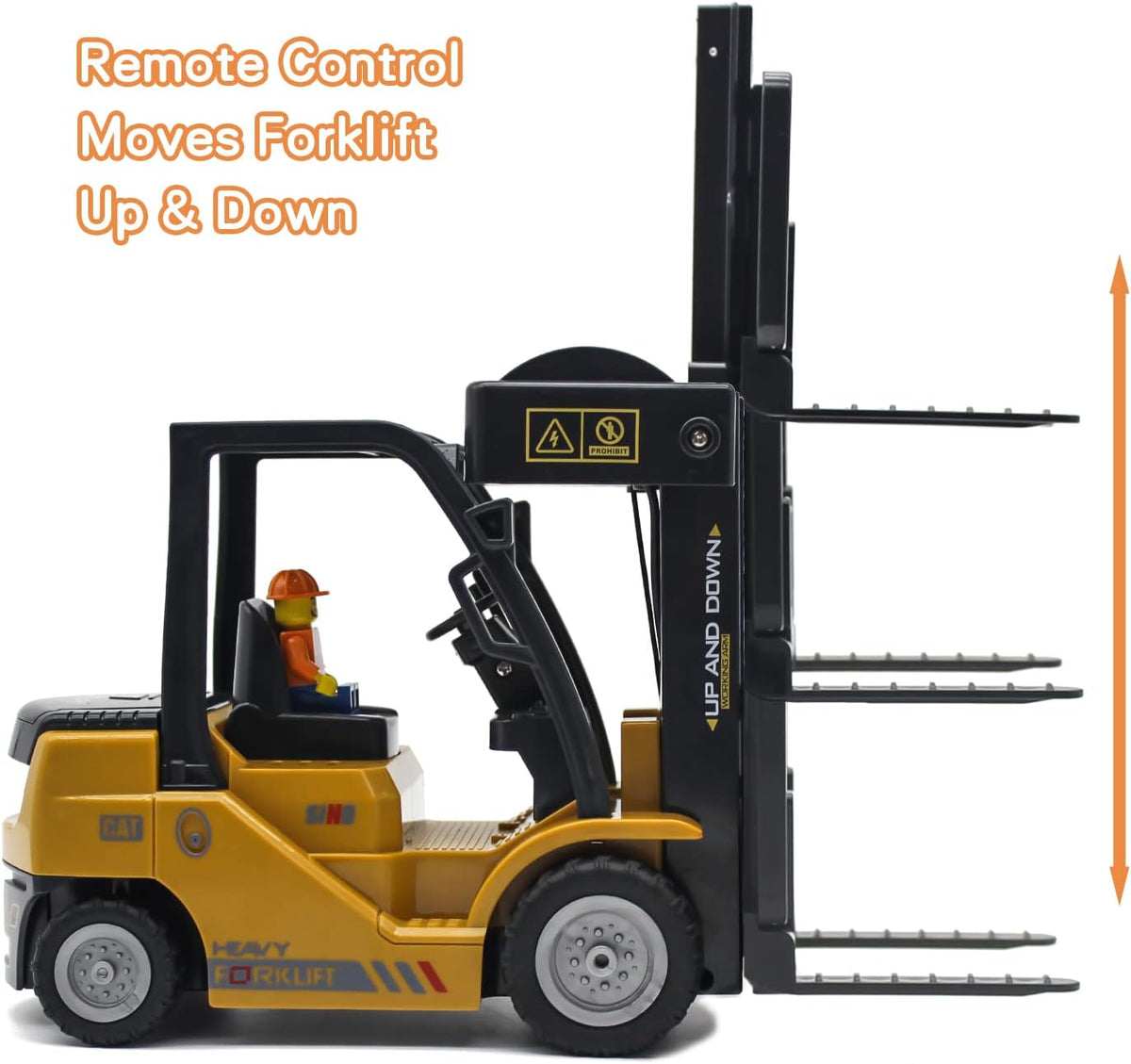 Leopmase 11 channel remote control forklift toy lifting a box with its fork raised - view 10