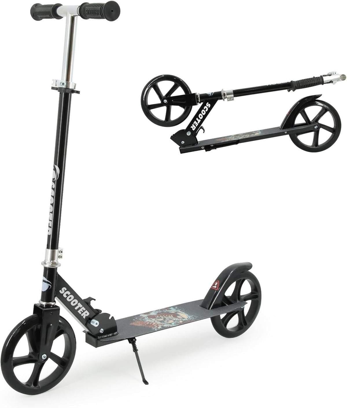 TENBOOM folding kick scooter with 8 inch wheels, rear brake and adjustable handlebar