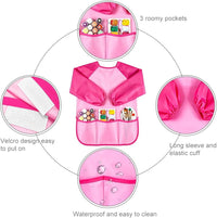 KUUQA Waterproof Children Art Smock Kids Art Aprons – Fun for Kids & Family - Green+light Pink / 2 - image 4