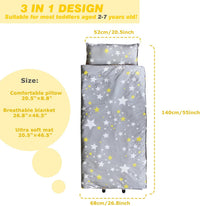 Toddler Nap Mat with Removable Pillow & Soft Blanket - Stars - image 2