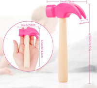 Fowecelt Wooden Hammer Toys Simulation Hammers Maintenance Tools - Pink - image 2