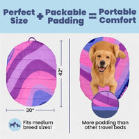 Travel Dog Bed, Foldable & Packable with Carry Bag, Black - Pink Horizon / Medium - image 2