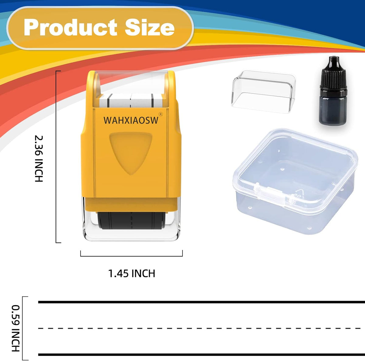 Handwriting Lines Stamp Roller Self-Inking Line Rolling Stamps - Yellow+blue - image 2