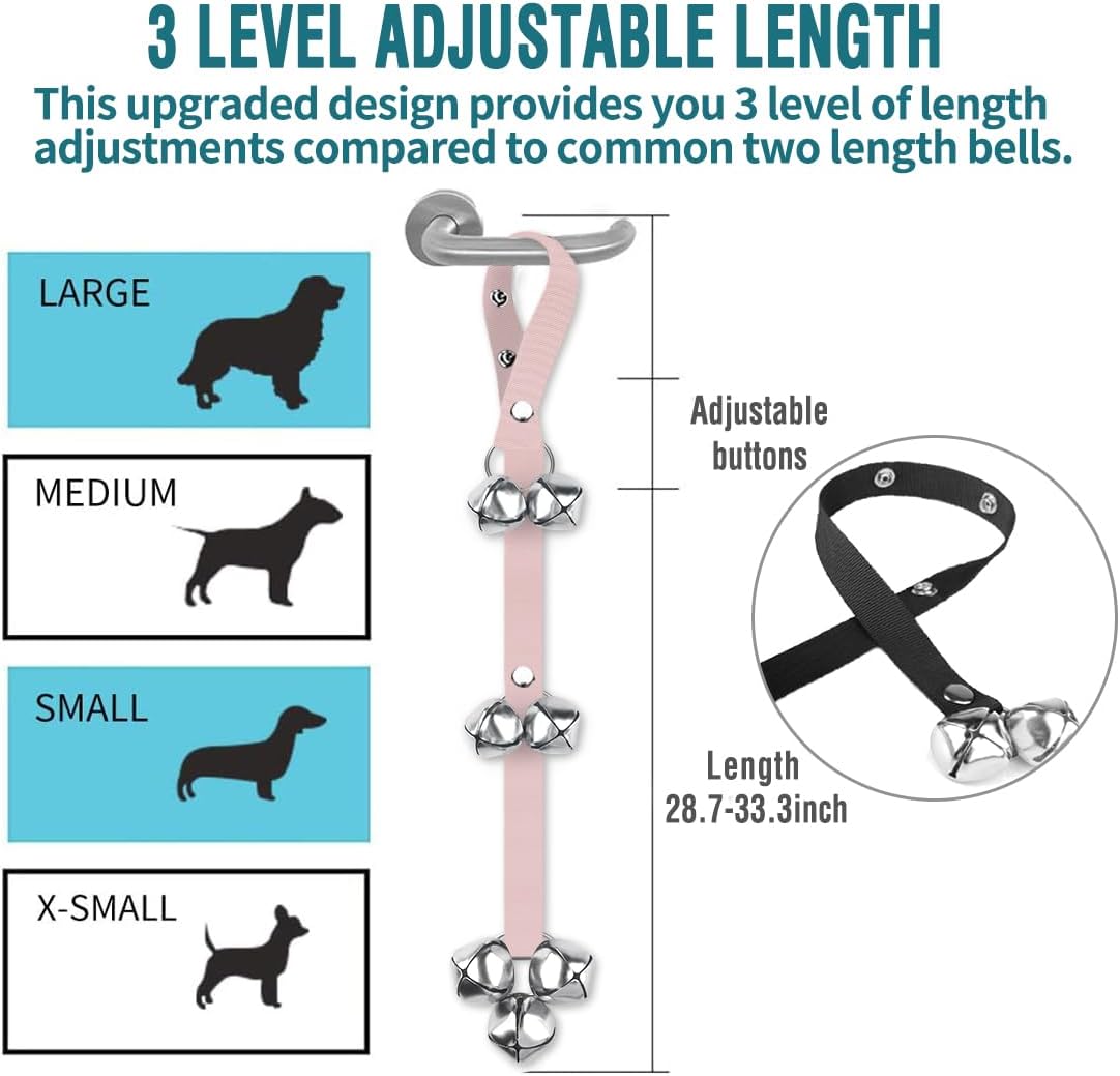 BLUETREE Dog Doorbells Premium Quality Training Potty Great Dog Bells - 03-Light Pink - image 3