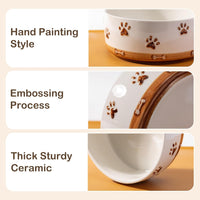 Ceramic Dog Bowls, 3.5 Cups Dog Food and Water Bowl Set for Medium Dogs with Wooden Stand - 4 .0 Cups - image 4