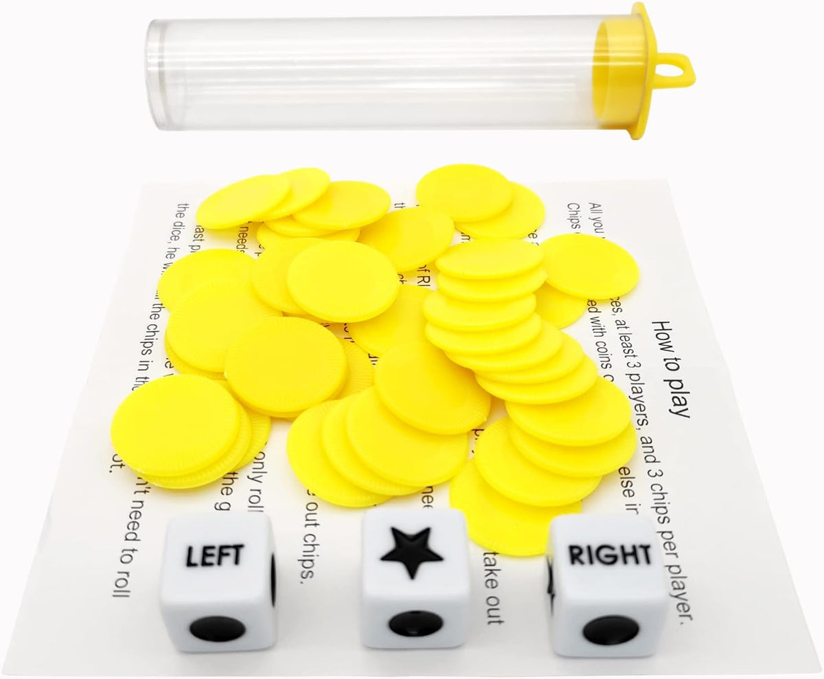 Ahoper Right Left Center Dice Game Prime Set Bundle with 3 Dices + 36 - Yellow - image 4