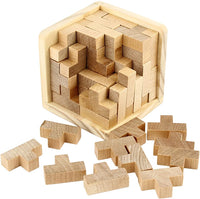 Wooden Brain Teaser Puzzles Cube Stocking Stuffers Wooden Puzzles - Natural - image 2