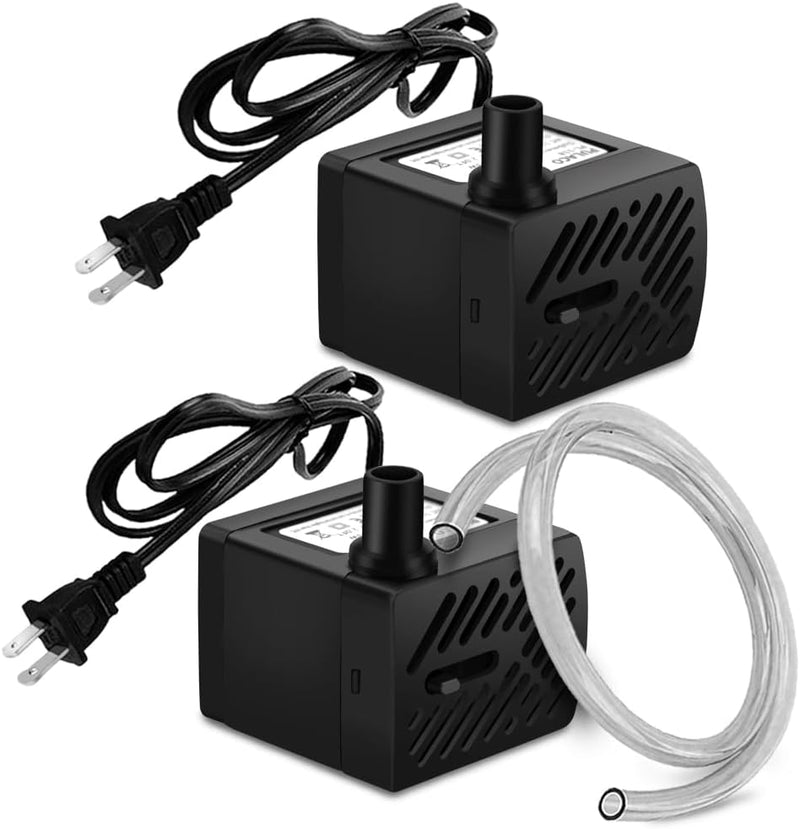 50GPH 2Pcs Mini Fountain Pump with 3.3 ft Tubing – Essentials for Fish