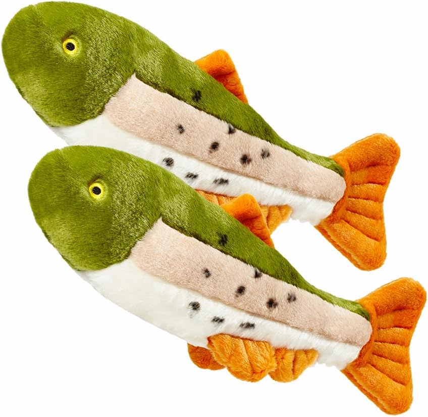 Fluff & Tuff Ruby Rainbow Trout Plush Dog Toy, 14" - 14 inch (Pack of 2)