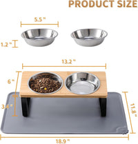 Upgraded Elevated Cat Bowls with Food Mat - Bamboo-2Bowls(2Pack) - image 4