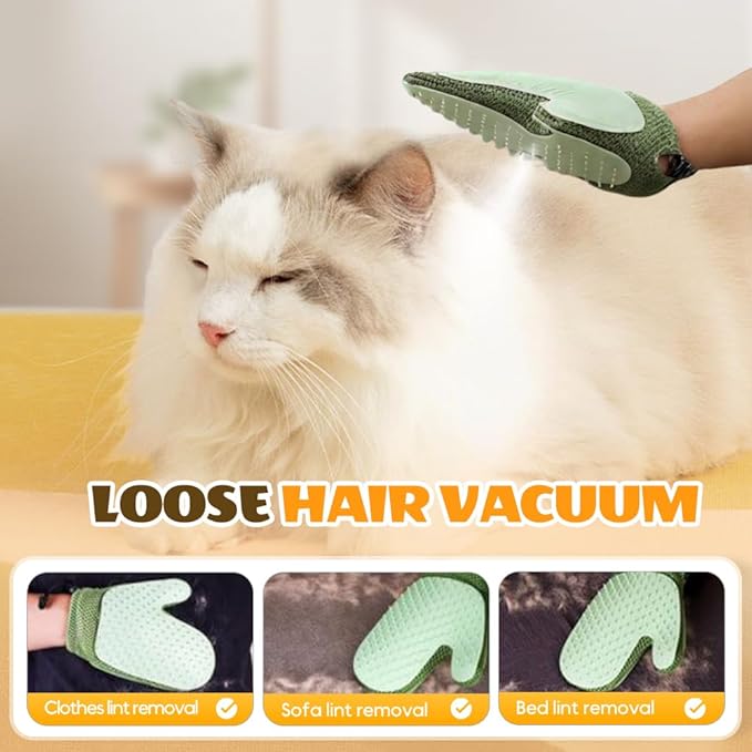 All-in-One Grooming Mist Glove for Pets, Upgrade Efficient Pet Hair Remover Gloves Grooming Spray Comb, Gentle Deshedding Efficient for Dogs & Cats (Pink)