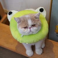 Adjustable Cat Recovery Collar Soft,Cute Pet E-Collar Neck Cone After Surgery Wound Healing Protective Cone Fit for Kitties, Small Dogs(ELC05-frog-s)