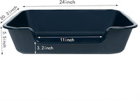 1 Pack of Extra Large Cat Litter Box (ABS Material), Low Entry Senior Litter Pen for Geriatric Kitty Big Cats, Jumbo Pet Safe Litter Boxes Tray for Indoor Pets Potty (Dark Blue, 24"L x 20"W)