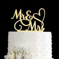 AMINJIE Mr and Mrs cake topper in mirror gold acrylic, 6.1 x 6.5 inches