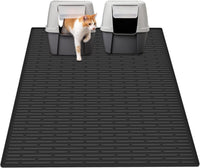 Ultibe 40"x30" Extra Large Silicone Cat Litter Mat - Black / 40"L x 30"W