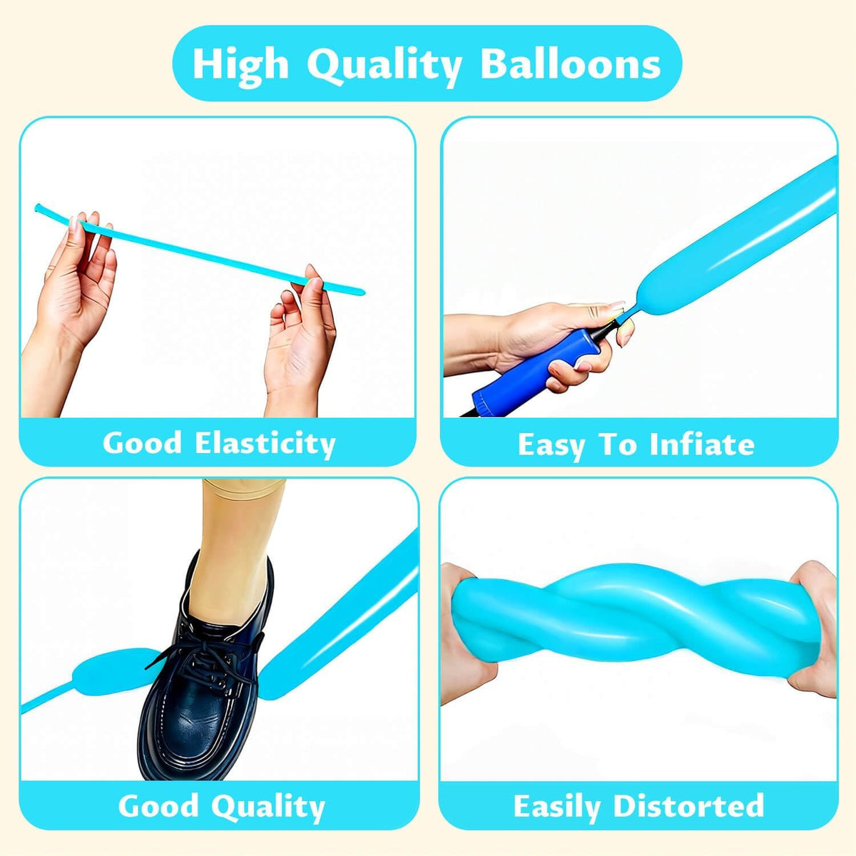 260 Clear Long Balloons for Animals - Teal Blue - image 4