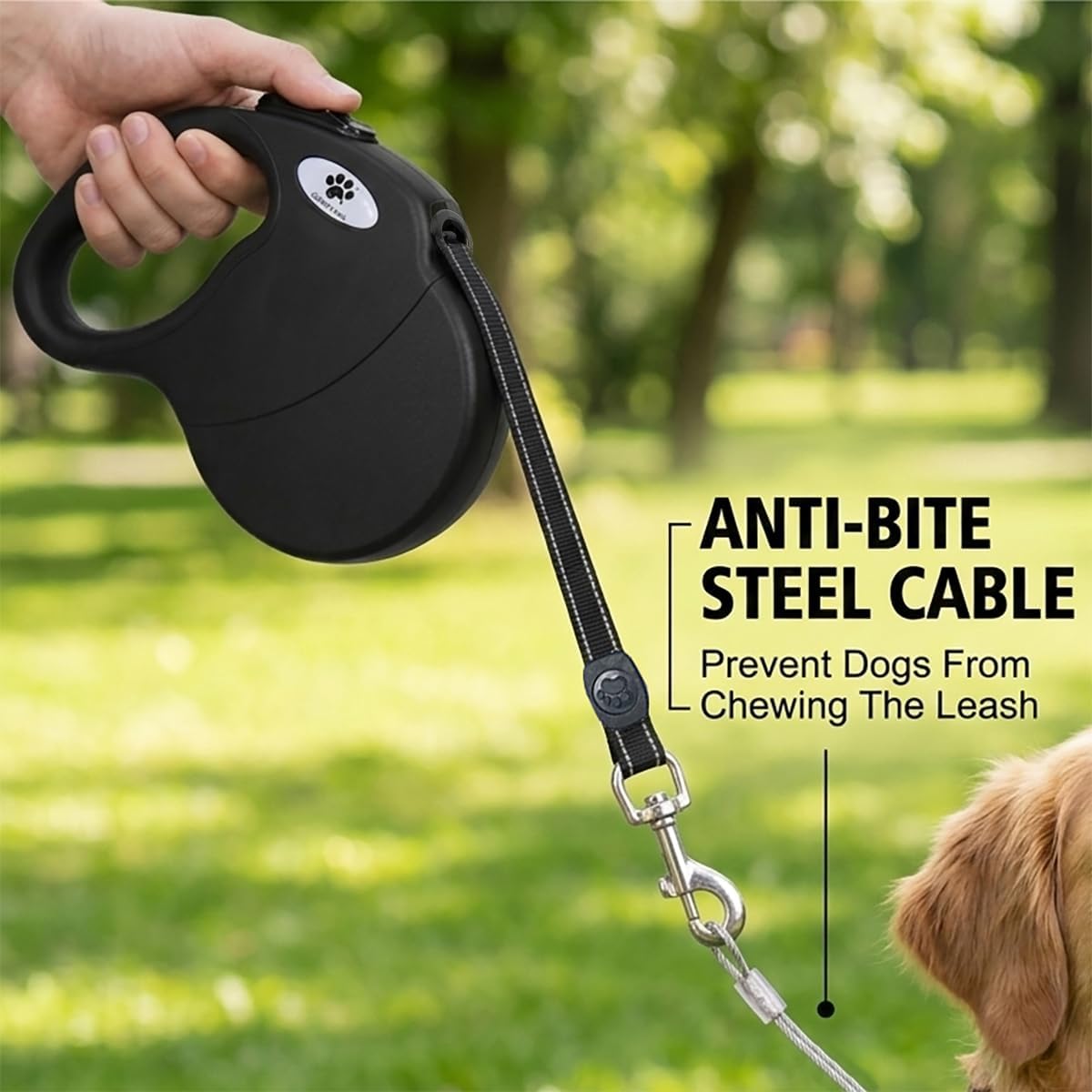 16ft Retractable Dog Leash for Large Breed Dogs up to 110 lbs - Large / Black - image 2