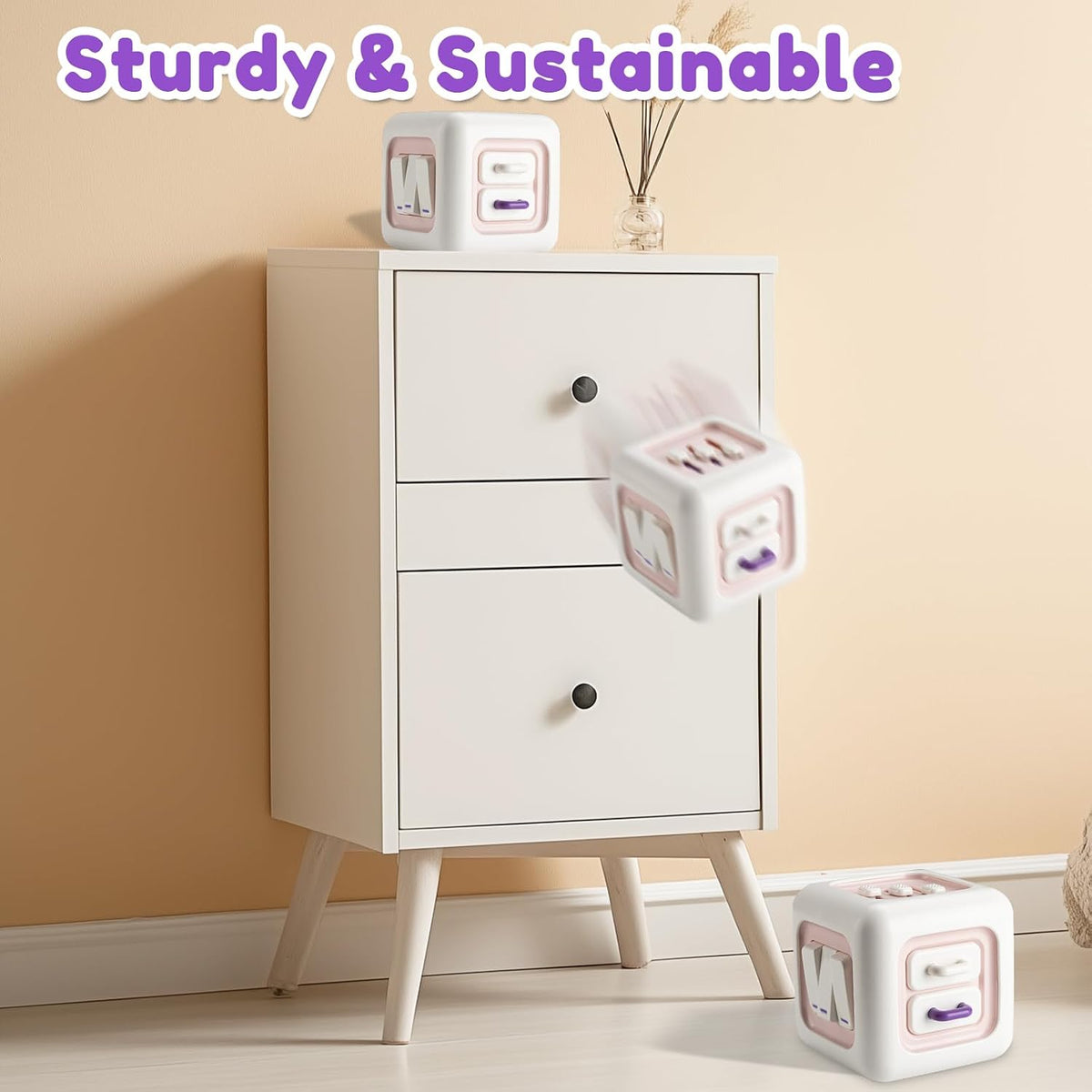 SOCBTNSO Montessori Busy Cube Travel Toy - Pink & Purple - image 4