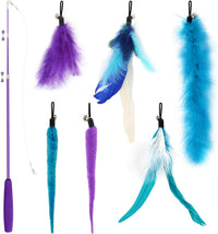 SONGWAY Interactive Cat Feather Toy Set - Blue