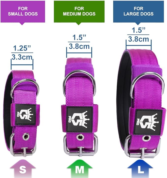 TSPRO Tactical Dog Collar 1.5 Inch Wide Thick Dog Collars with Heavy Duty Metal Buckle, Durable, Strong, Adjustable for Medium to Large Dogs (Rainbow M)