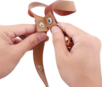 Leather Dog Doorbells for Door Knob/Potty Training/Go Outside, Length Adjustment Copper Dog Bell, Housetraining Hanging Bell, Brown Leather Silver Bells.