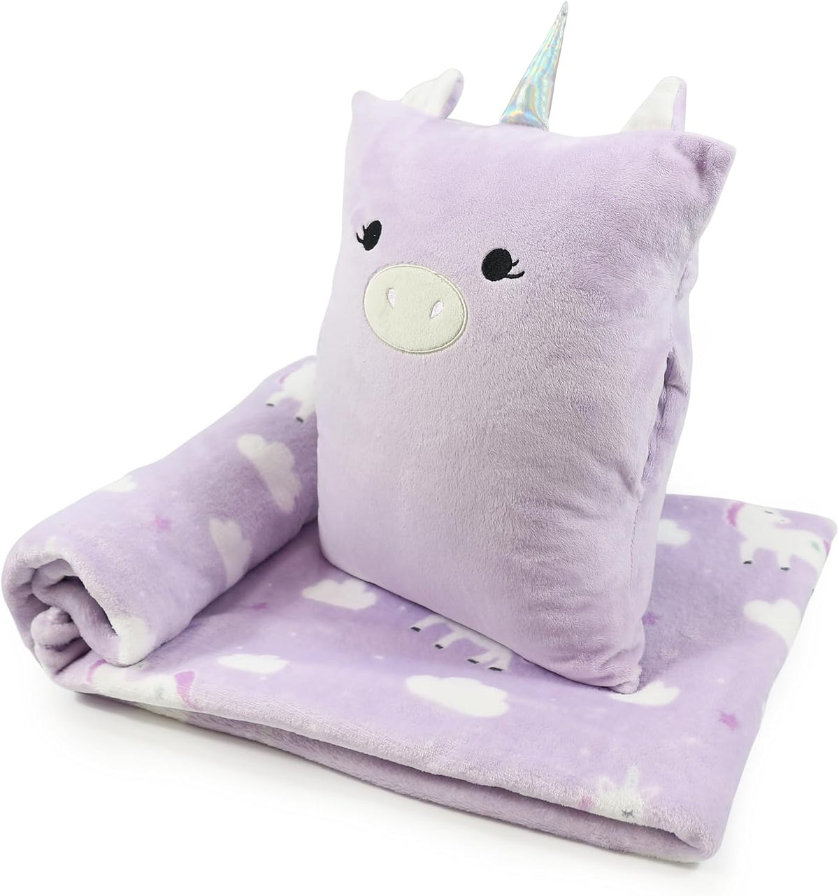 VigorSpring 3-in-1 kids travel pillow and blanket set, plush character pillow with hidden flannel bl - view 4
