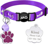 Personalized Breakaway Cat Collars Glow-in-The-Dark with ID Tag, Bell - Safety Quick - Release, Customizable for Female Male Kittens & Cats (Purple)