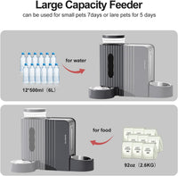 Gravity Automatic Cat Feeder, Water & Food Dispenser Set - Extra Large（1.6 Gallons x 2） / Black Grey - image 3