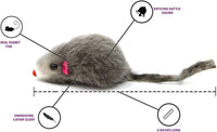 Pack of 20 handmade rabbit fur catnip mice cat toys with rattle in black, white and grey - view 3