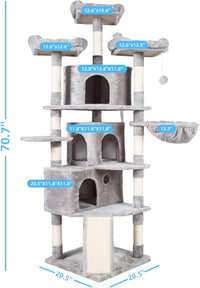 Hey-brother Cat Tree Tower with Multi-Level Large Condo - Light Gray - image 2