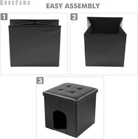 MEEXPAWS Cat Litter Box Enclosure Furniture Hidden, Cat Washroom Bench Storage Cabinet Small 19.7'' x 19.7'' x 19.7''| Dog Proof | Waterproof Inside | Easy Clean | Easy Assembly | Odor Control(Black)