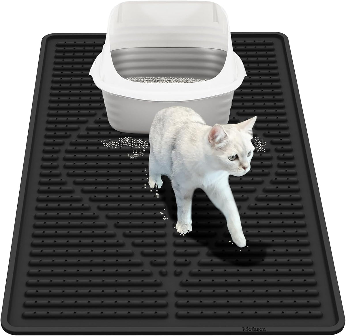 Rubber Cat Litter Mat Litter Box Mat - Black / XXL-38" x 25" Thickened