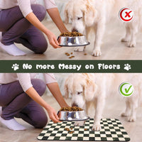 Dog Food Mats for Floors Waterproof - Plaid Black / 32"L x 24"W - image 3