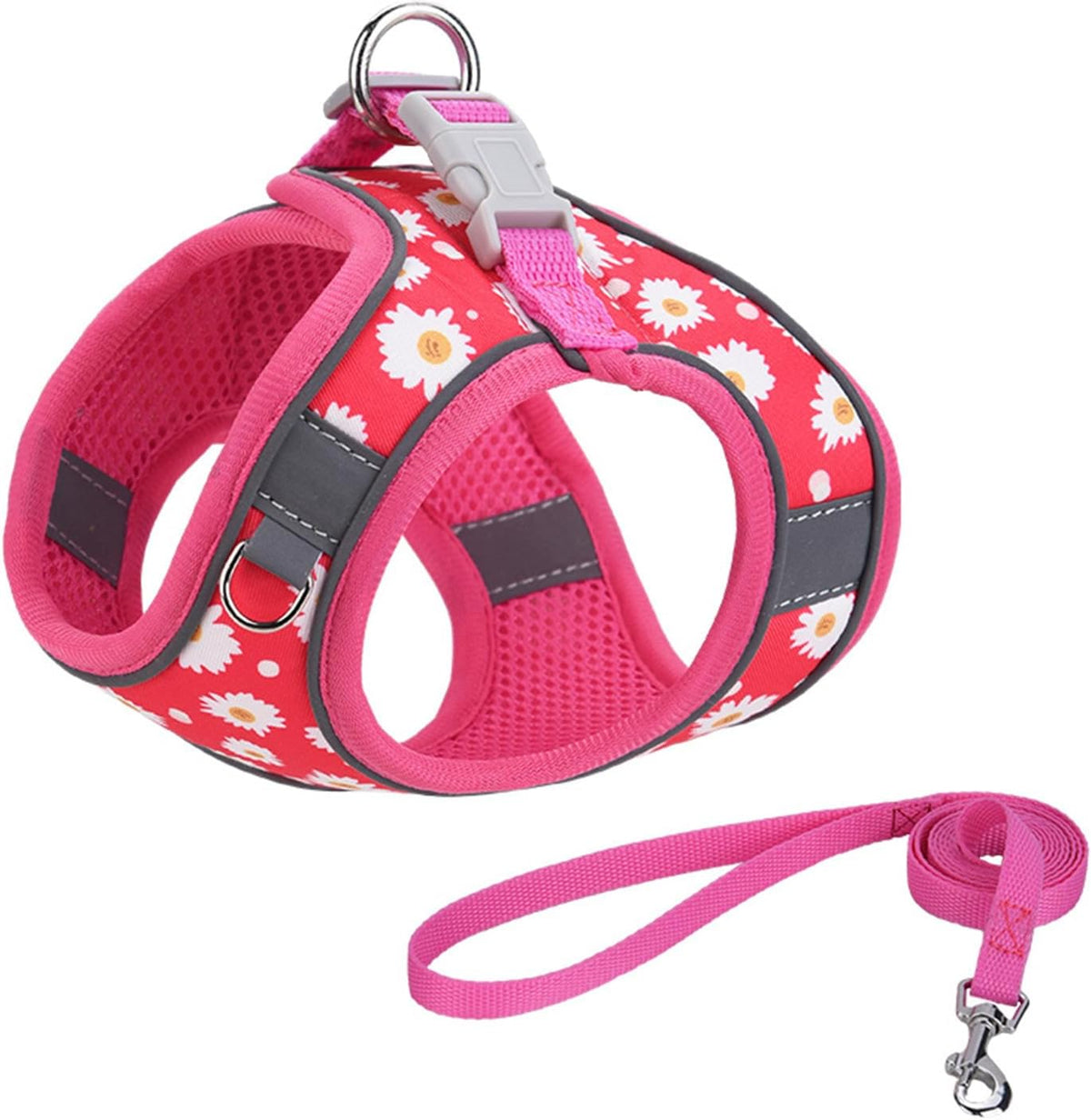 Step in Dog Harness No Pull Flower Adjustable Soft Mesh Harness – Essentials for Dogs - XS(neck:9.5"-10.5",chest:11.5"-13.5") / Rose red - image 2