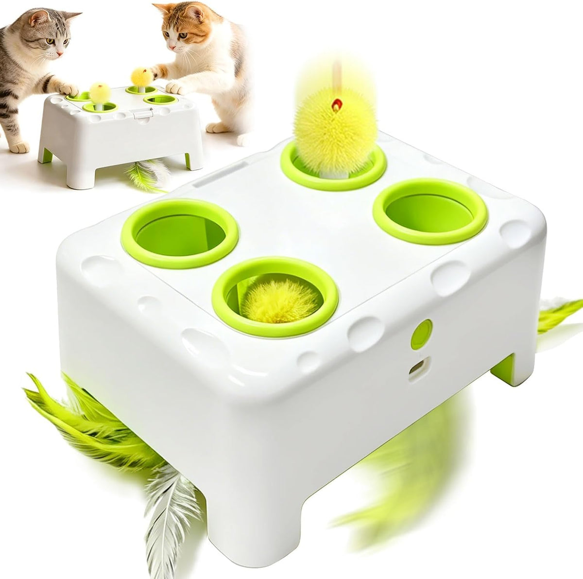 Cat Interactive Automatic Toys, Magic House Whack-a-Mole Toy – Essentials for Cats - green