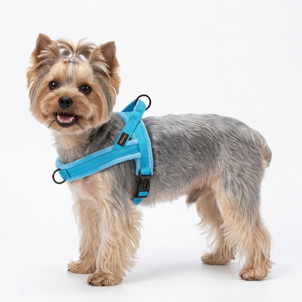 No Pull Dog Harness for Small Dogs, Soft Flannel Padded, XS - XXS:chest 14-16" / Blue - image 4