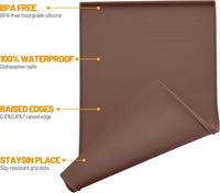 Hubulk Dog Feeding Mat,100% Waterproof Food Grade Silicone Pet Food and Water Bowl - Brown / 19"l X 12"w - image 2