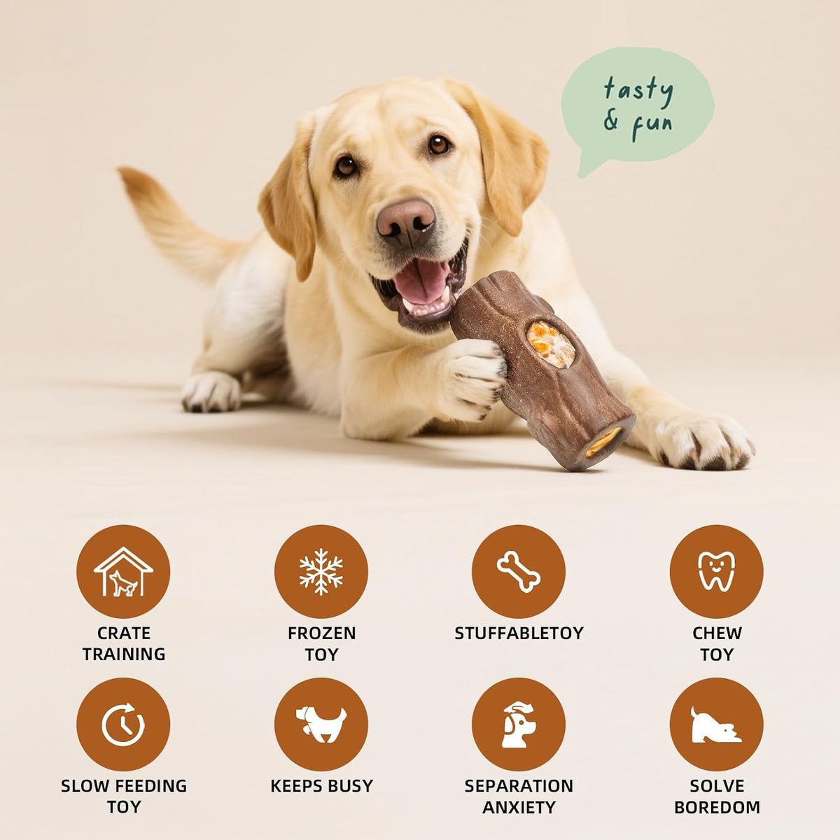 Durable Dog Puzzle Toy for Medium/Large Dogs – Essentials for Dogs - Yellow Brown / Corn & Tree stump - image 2