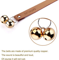 Leather Dog Doorbells to Go Outside, Brass Potty Training Bell – Essentials for Dogs - Brown Leather Golden Bells - image 2