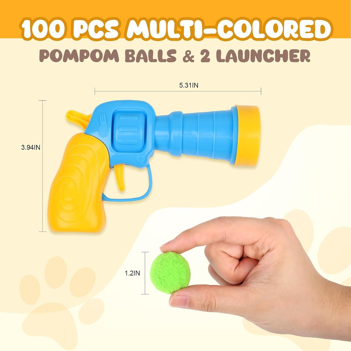 TEAWOO 50Pcs Cat Toys Pom Pom Balls with 1 Launcher Set - 1 launcher & 50 balls - image 2