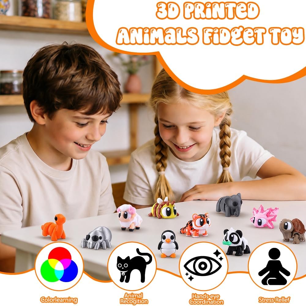 Celltestria 18PCS 3D Printed Skeleton Fidget Toys with Coffin Storage - 64Pcs 3D Animals - image 4
