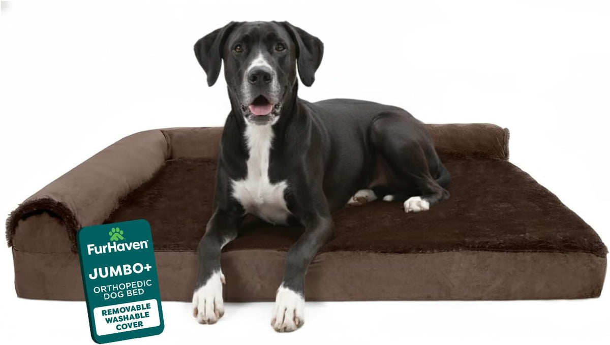 Furhaven Orthopedic Dog Bed for Large Dogs w/ Removable Bolsters - Jumbo Plus / Sable Brown
