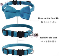 Cat Collar Breakaway with Bell and Removable Bow Tie Safety Buckle - Blue - image 4