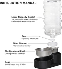Sfozstra Automatic Pet Water Dispenser: 9L Black Lagre Dogs Stainless Steel Gravity Feeder - Convenient Drinking Water Dispenser Designed for Dogs and Cats