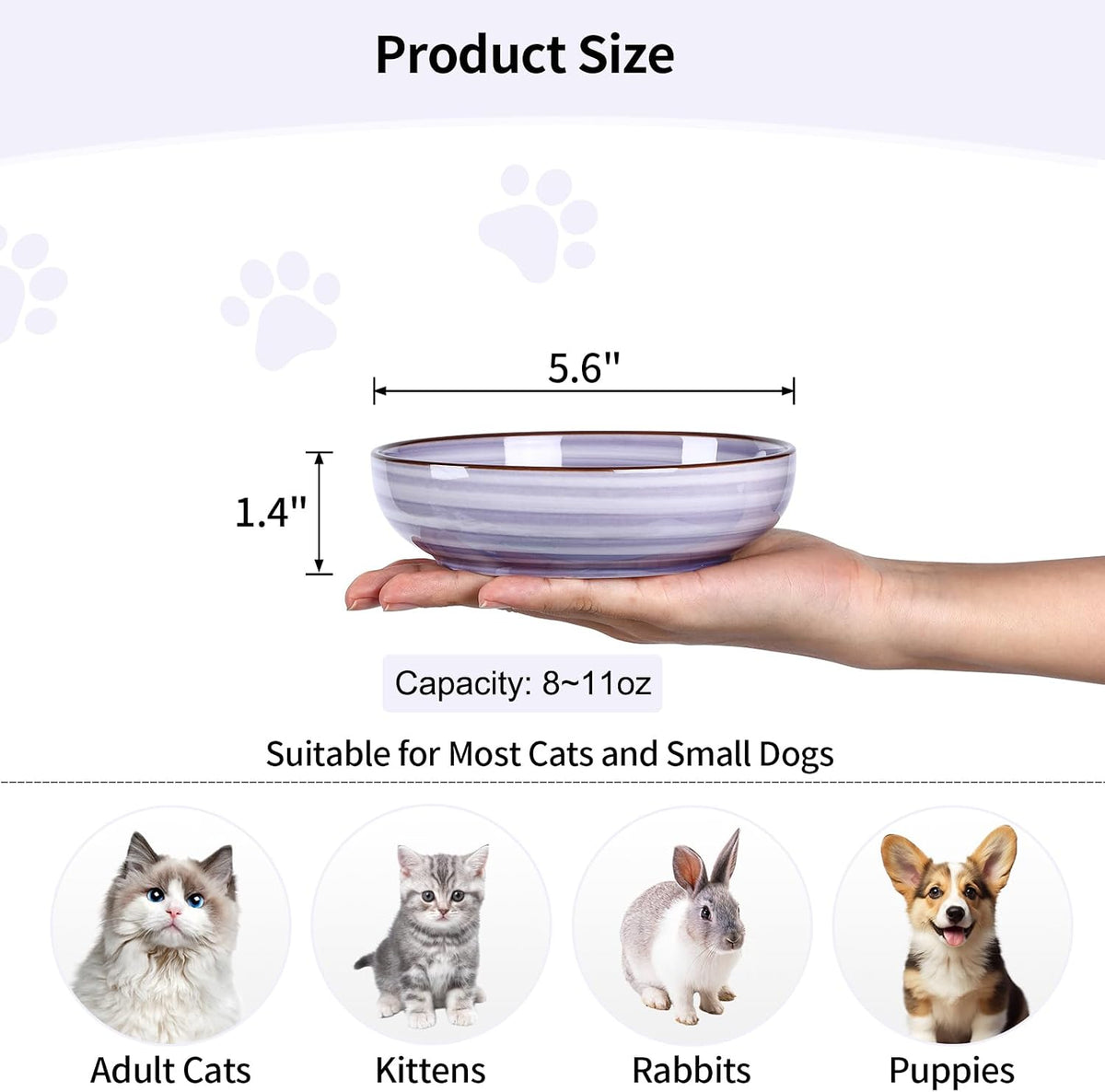 Selamica Ceramic Cat Bowls Set of 6 - 5.6 Inch, Set of 4 / Gradient Color - image 3